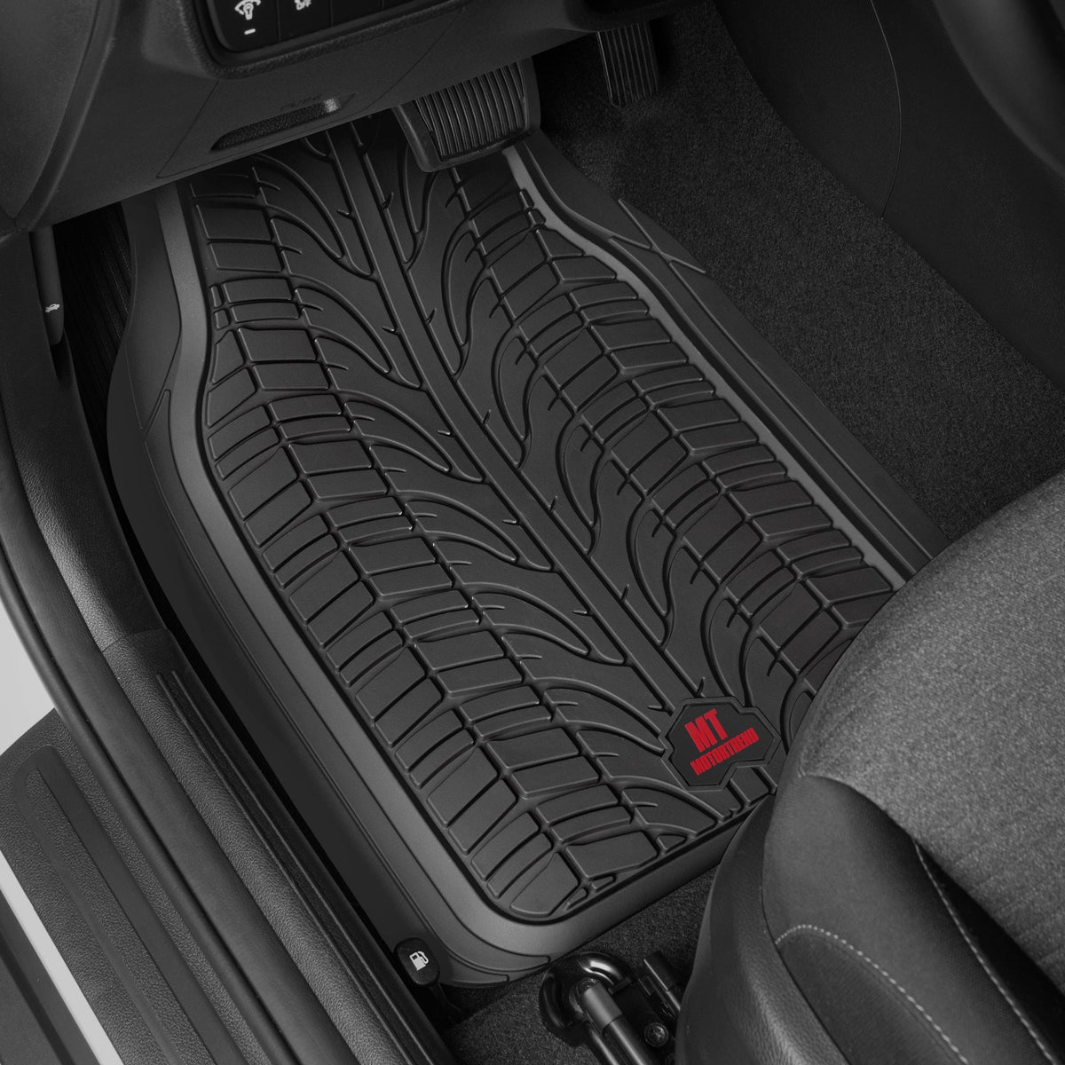 MotorTrend 4-Piece Grand Prix Reifenlaufflächen-Frontbodenmatten und Hinterbodenmatten - Heavy Duty, All Weather, Trimm to Fit