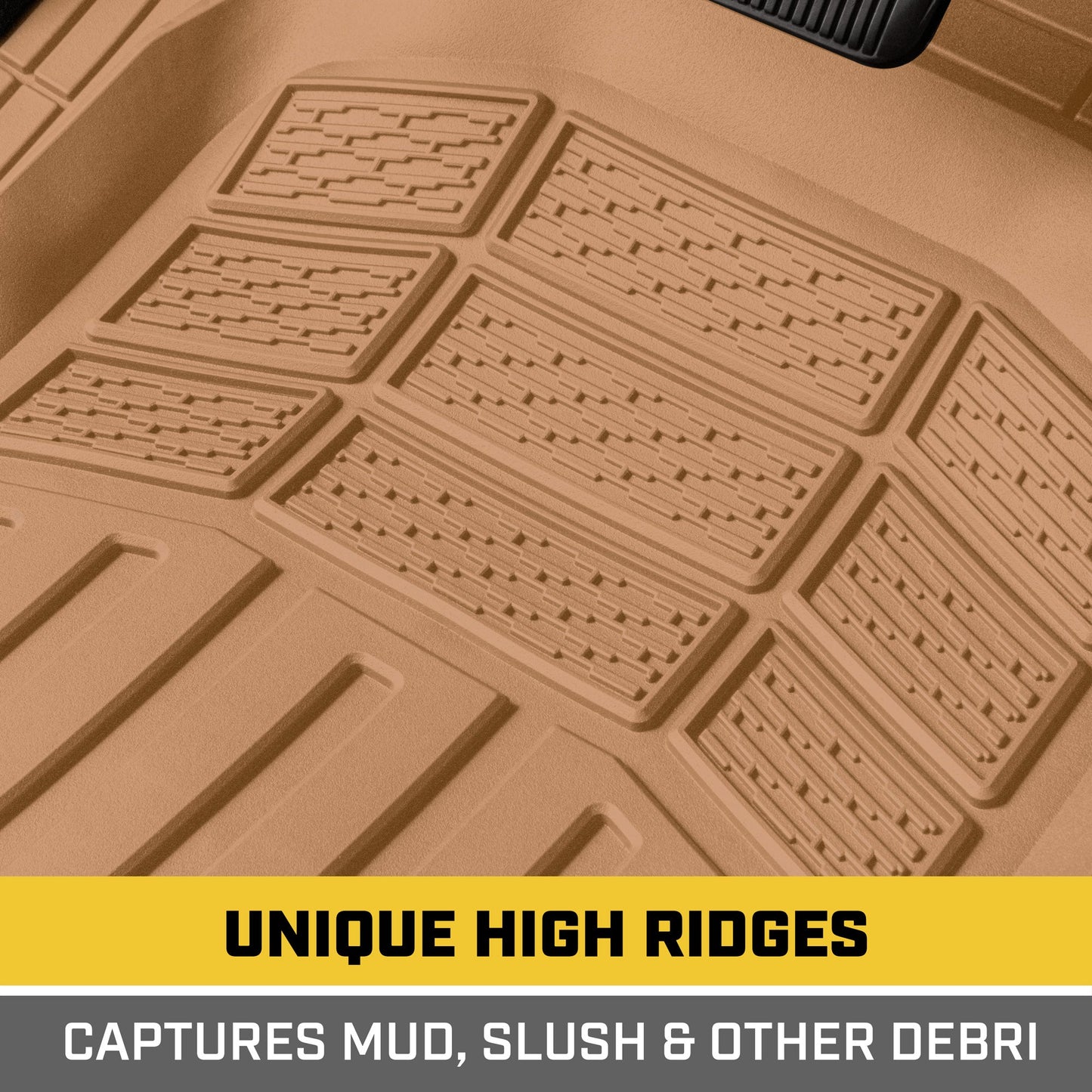 CAT 3-Piece Deep Dish Vorderbodenmatten und Hinterbodenmatten - Heavy Duty, All Weather, Trimm to Fit