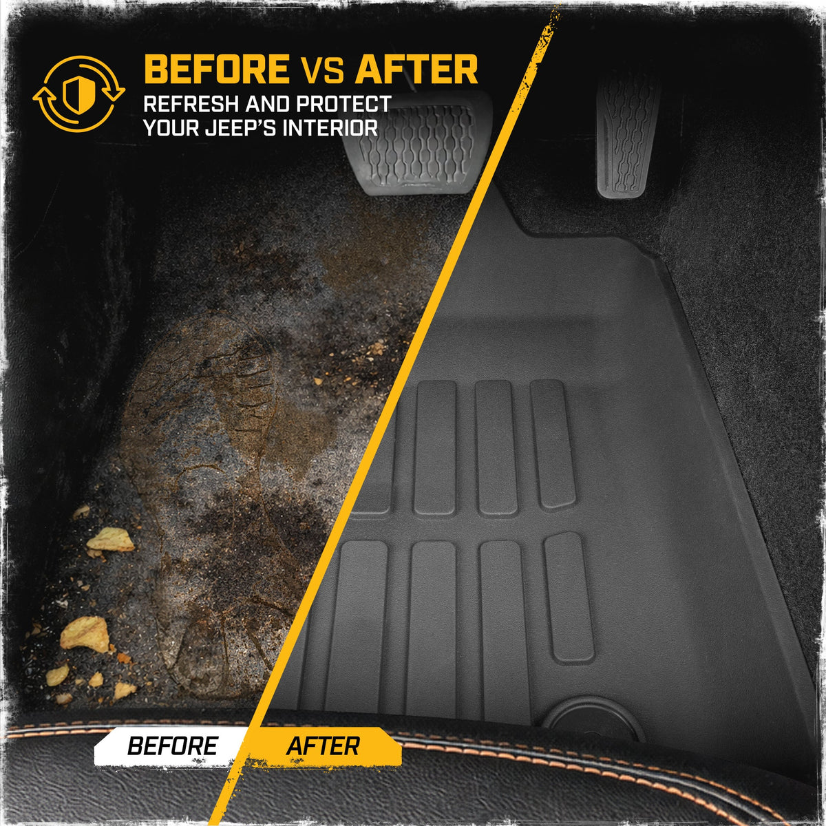 Cat® JustFitTM 3D-Bodenmatten für Jeep Gladiator (JL) 2020-2026, All Weather Custom Fit Jeep Gladiator Bodeneinkleidungen mit erweitertem Abdeckungsdesign, Jeep Gladiator Autobodenmatten (Full Set Front & Rear)