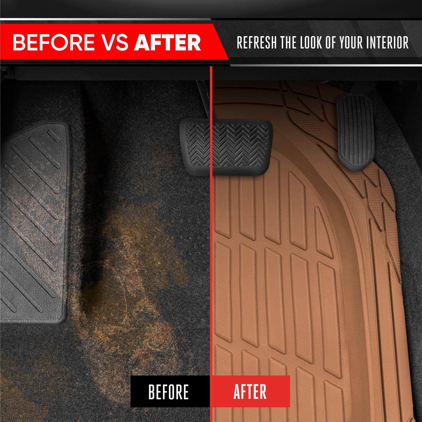 MotorTrend 4-Piece 3-Rows FlexTough Deep Dish Vorderbodenmatten, Mittelbodenmatten und Hinterbodenmatte