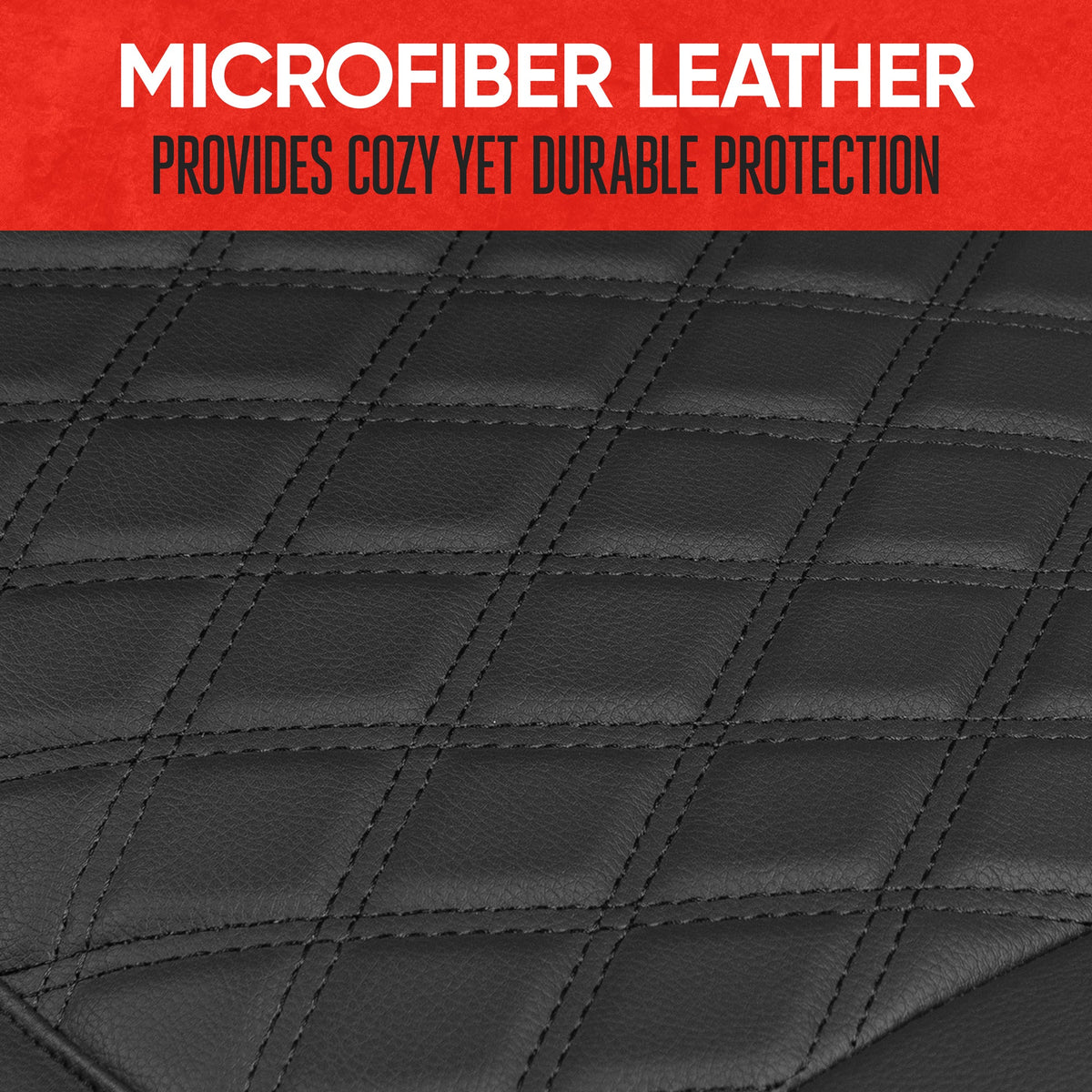 MotorTrend 2-Pack gepolsterte Faux Leather Diamond Nähte Sitzbezüge mit Front Storage Taschen