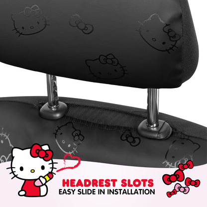 Hello Kitty Car Seat Covers - Cute Front Seat Covers, PU Ledersitz Abdeckungen für Autos, SUV, Van, Trucks, Hello Kitty Car Zubehör 2pc Schwarz