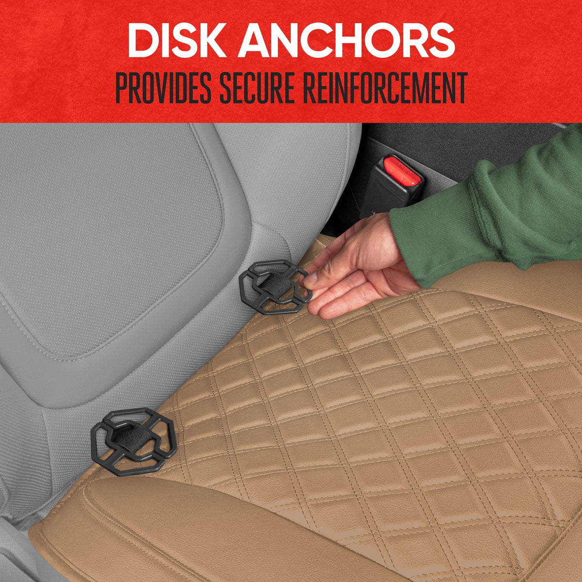 MotorTrend 2-Pack gepolsterte Faux Leather Diamond Nähte Sitzbezüge mit Front Storage Taschen