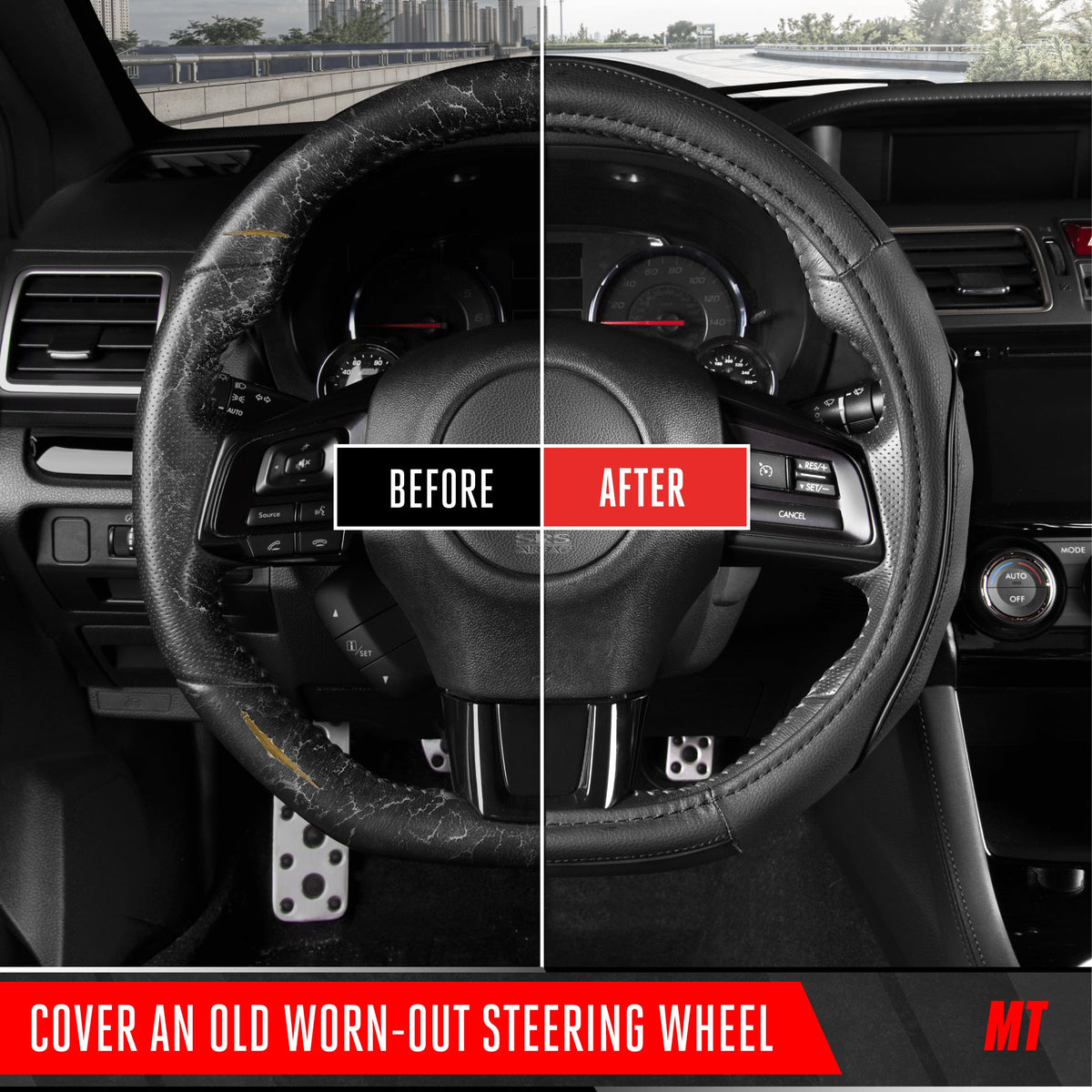 MotorTrend Stealth D-förmige Lenkradabdeckung (Fits 14.5' - 15.5')