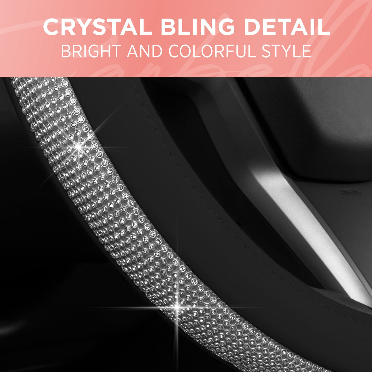Carbella Bling Rhinestones Lederlenkradabdeckung (Fits 14.5' - 15.5')