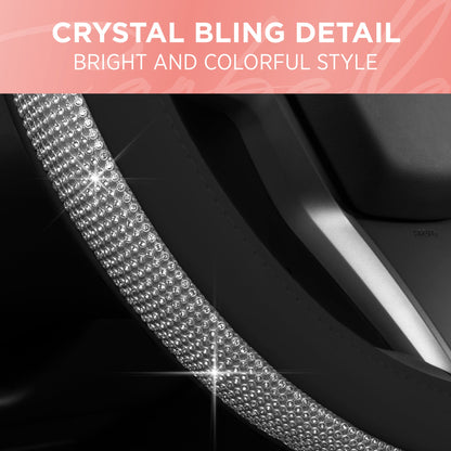 Carbella Bling Rhinestones Lederlenkradabdeckung (Fits 14.5' - 15.5')