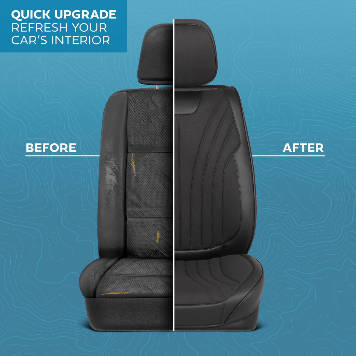 MotorBox Elite Edition Faux Leder & Suede Sitzbezüge für Autos, LKW & SUV - 2 schwarze Autositzbezüge für Vordersitze - Universal Fit Car Zubehör Automotive Interior Cover Protector für Autos