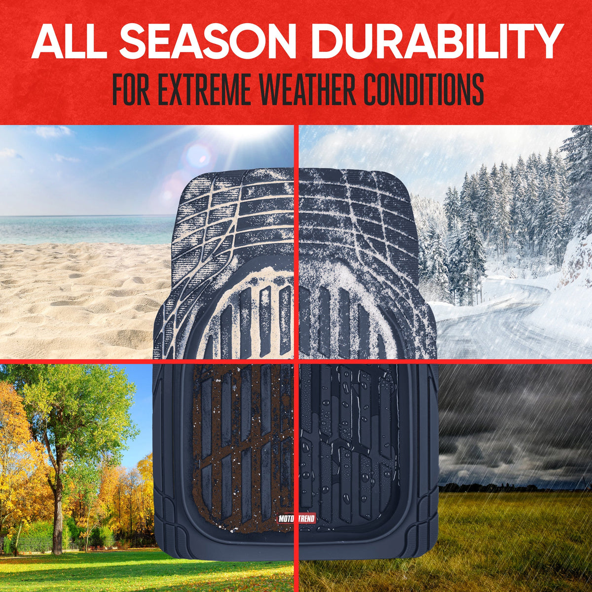MotorTrend 3-Piece FlexTough Deep Dish Vorderbodenmatten und Hinterbodenmatte - Heavy Duty, All Weather, Trimmen Sie, um zu passen