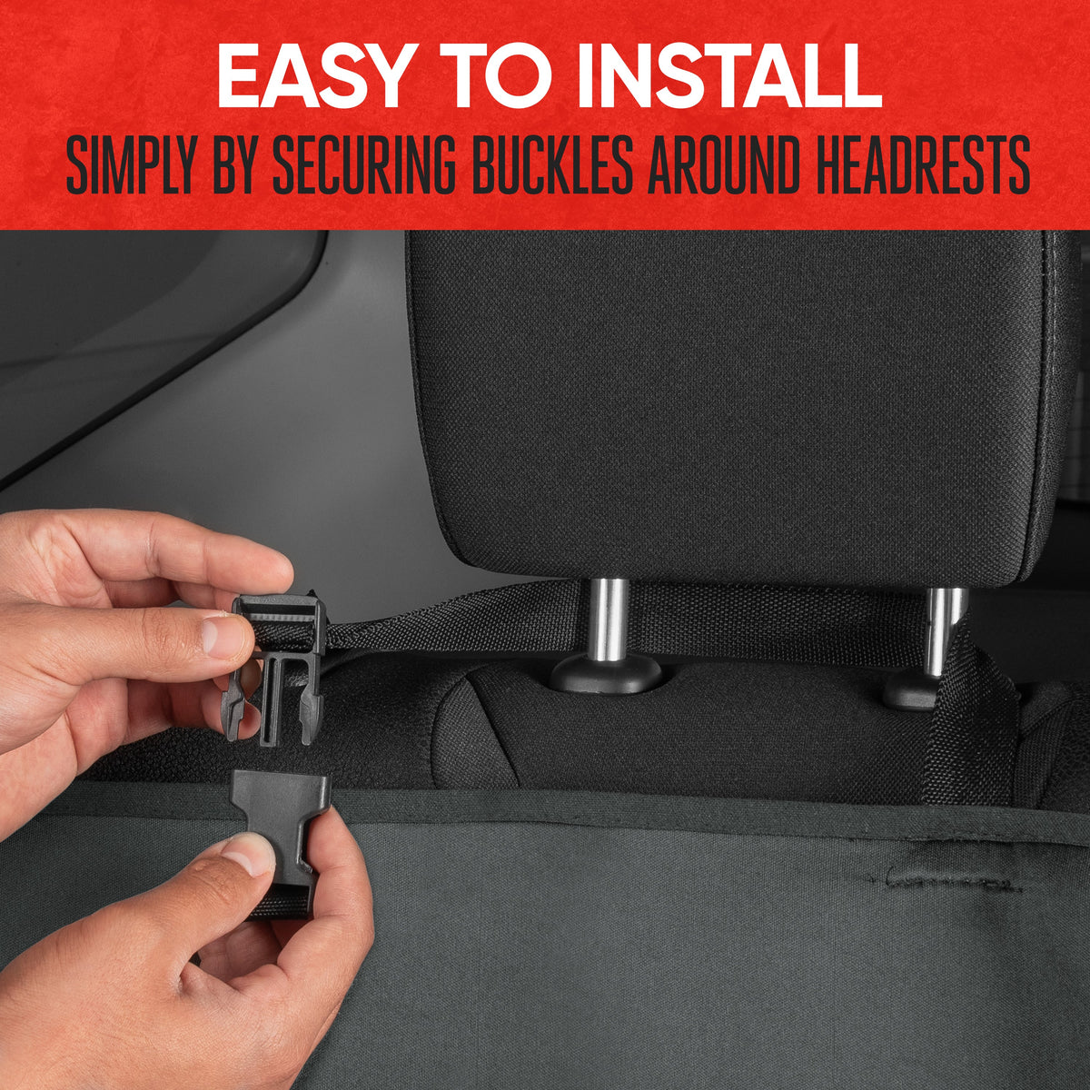 Motor Trend SpillGuard Wasserdichter Hintersitz Bench Car Seat Cover, All Charcoal Stitching - Split Bench Hintersitz Protector mit Neopren-Padding, Rücksitz Abdeckung für Kinder & Hunde, Auto-Innenraum Abdeckungen