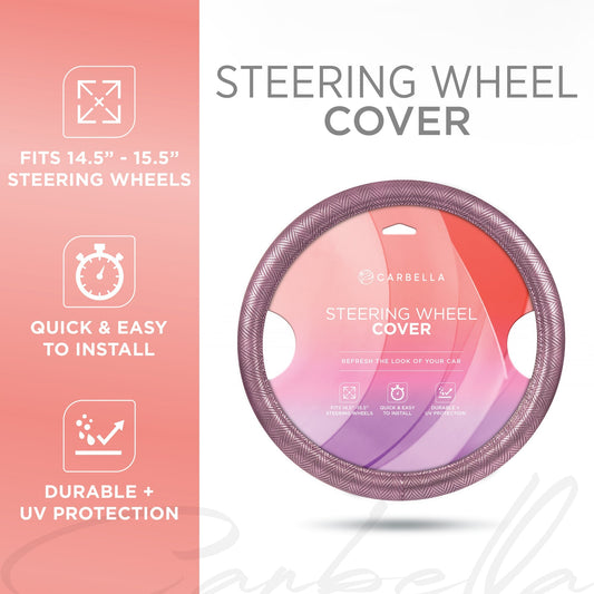Carbella Purple Herringbone Steering Wheel Cover (Fits 14.5' - 15.5')