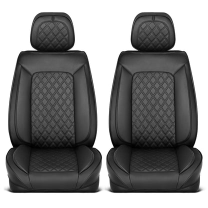 MotorBox Elite Edition Faux Ledersitz Abdeckungen für Autos, LKW und SUV - 2 schwarze Autositz Abdeckungen für Vordersitze - Universal Fit Car Zubehör Automotive Interior Cover Protector für die meisten Fahrzeuge
