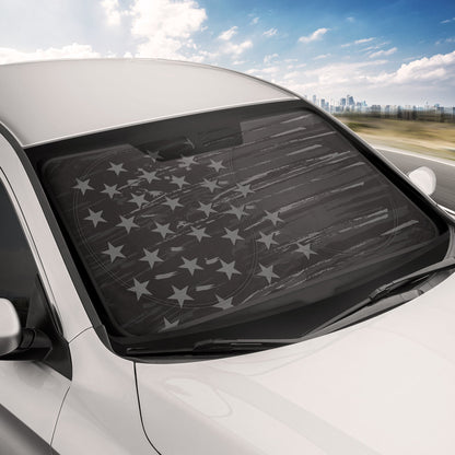 MotorTrend USA Vintage Flag Front Windschutzscheibe Sonnenschirm - Medium (65' x 33')
