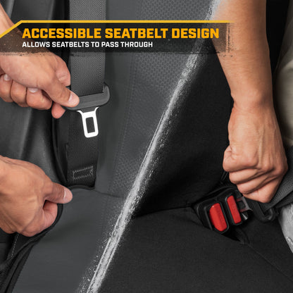 Cat Flexfit Gray Rear Seat Cover für Auto - Langlebiger Canvas & Mesh Design 60/40 Split Bench Protector für Autos, LKW & SUVs - Rücksitz Abdeckung für Hinterbank - Interieur Car Zubehör