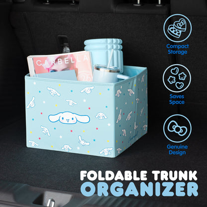 Sanrio Cinnamoroll Car Trunk Organizer und Lagerbehälter - Zusammenklappbare einfache Kompartiment bequeme schwere Aufgabe, Fold Up für einfache Aufbewahrung Box, Automotive Seat Cargo Lebensmittel Werkzeuge - 12,5L x 12,5W x 9H