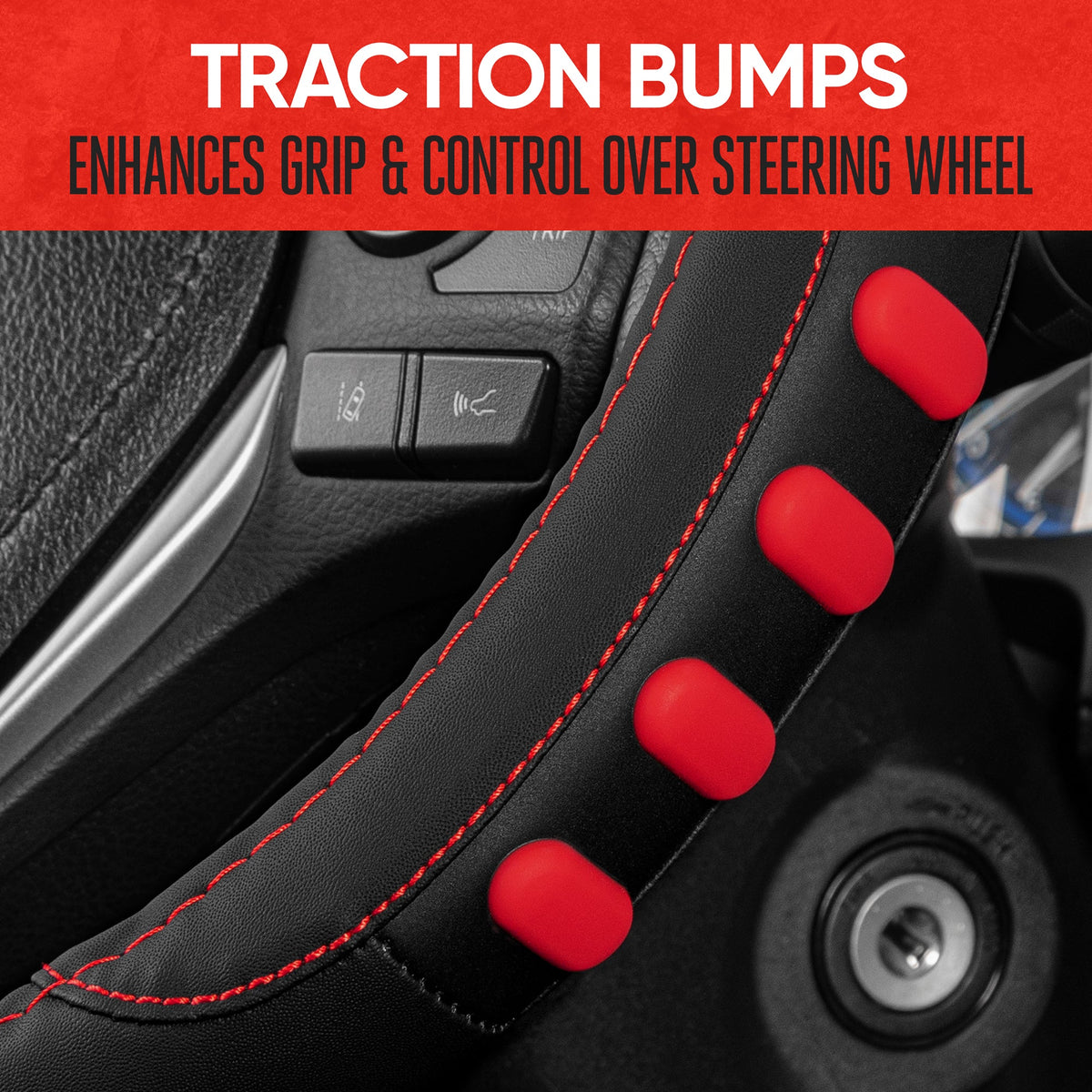 MotorTrend FlexGrip Lenkradabdeckung mit erhöhten Bump Grips (Fits 14.5' - 15.5')