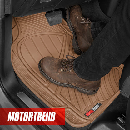 MotorTrend 3-Stück FlexTough Performance Deep Channel Front Floor Matts und Rear Floor Mat - Heavy Duty, All Weather, Trimm to Fit