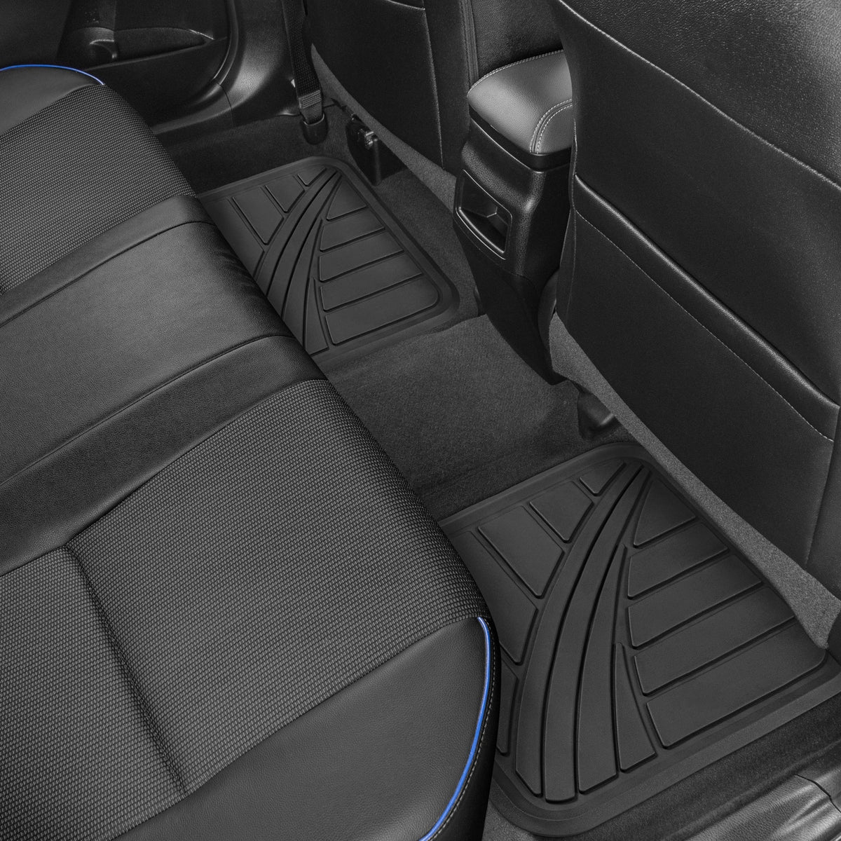 MotorTrend 4-Stück Zwei-Tone Non-Slip Heel Pad Vorderbodenmatten und Hinterbodenmatten - Heavy Duty, All Weather, Trimmen Sie, um zu passen