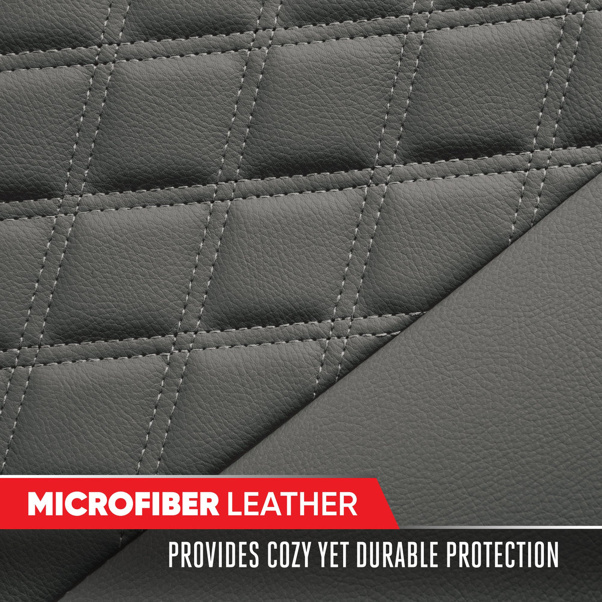 MotorTrend 3-Piece Diamond Stitched Padded Rücksitz Abdeckungen mit Aufbewahrung Taschen - Grau