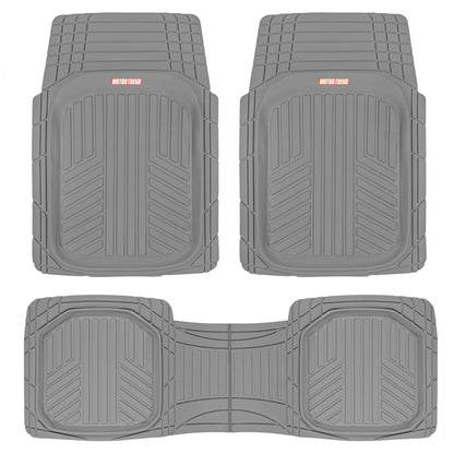 MotorTrend 3-Stück FlexTough Plus Deep Dish Line Rillen Vorderbodenmatten und Hinterbodenmatte - Heavy Duty, All Weather, Trimmen Sie, um zu passen