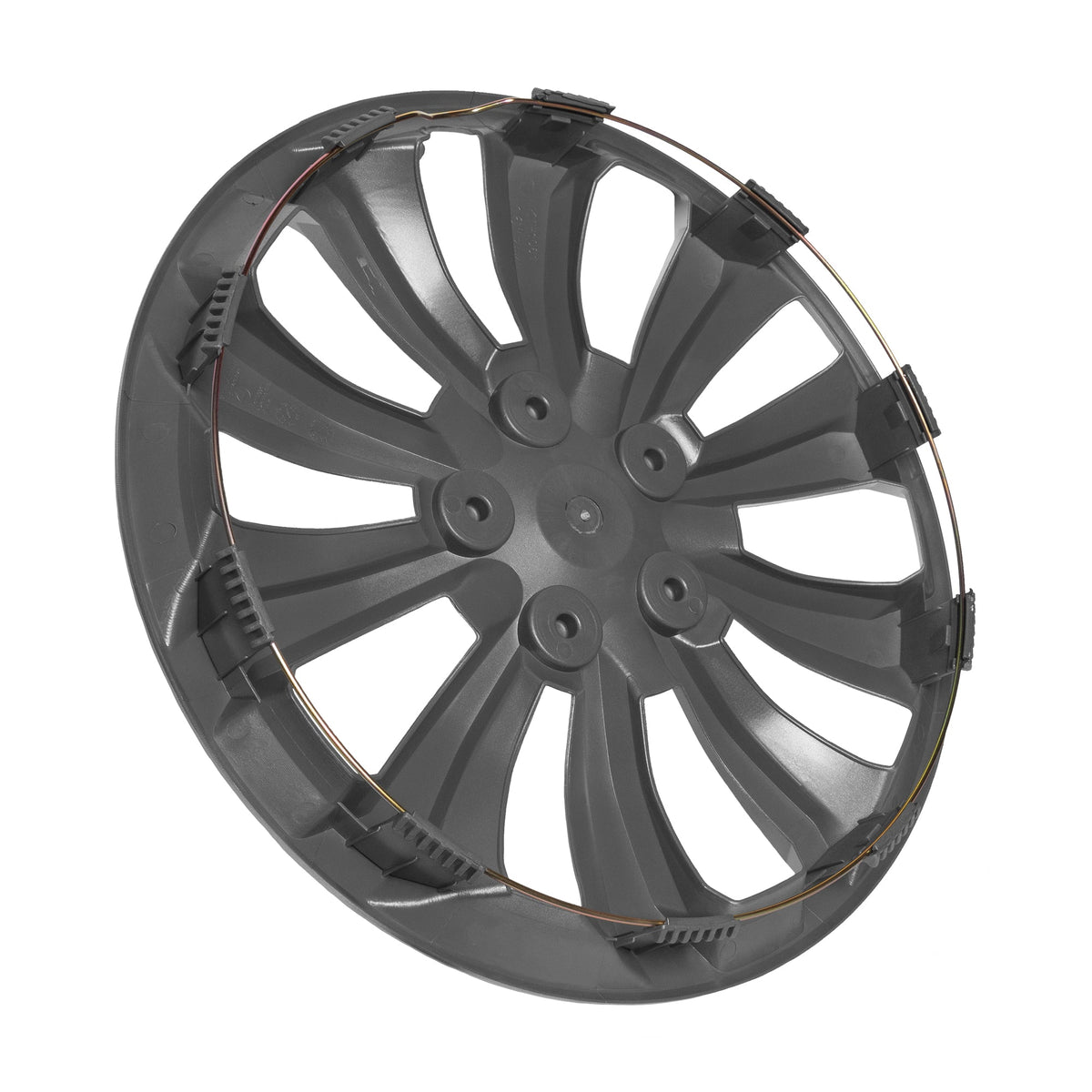 BDK 4-Pack Premium 16' Silver and Gunmetal Universal Fit Hubcap Abdeckungen für Räder und Felgen (10 Speichen) - Ersatz, Snap On, OEM Style