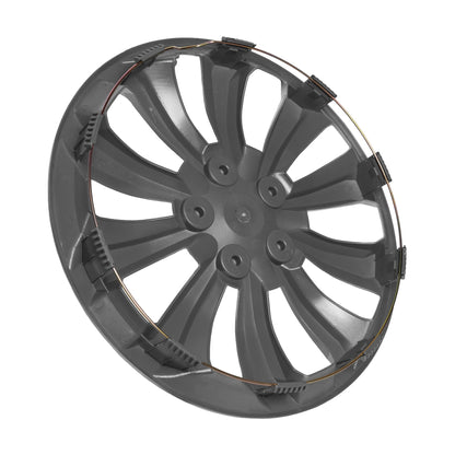BDK 4-Pack Premium 16' Silver and Gunmetal Universal Fit Hubcap Abdeckungen für Räder und Felgen (10 Speichen) - Ersatz, Snap On, OEM Style