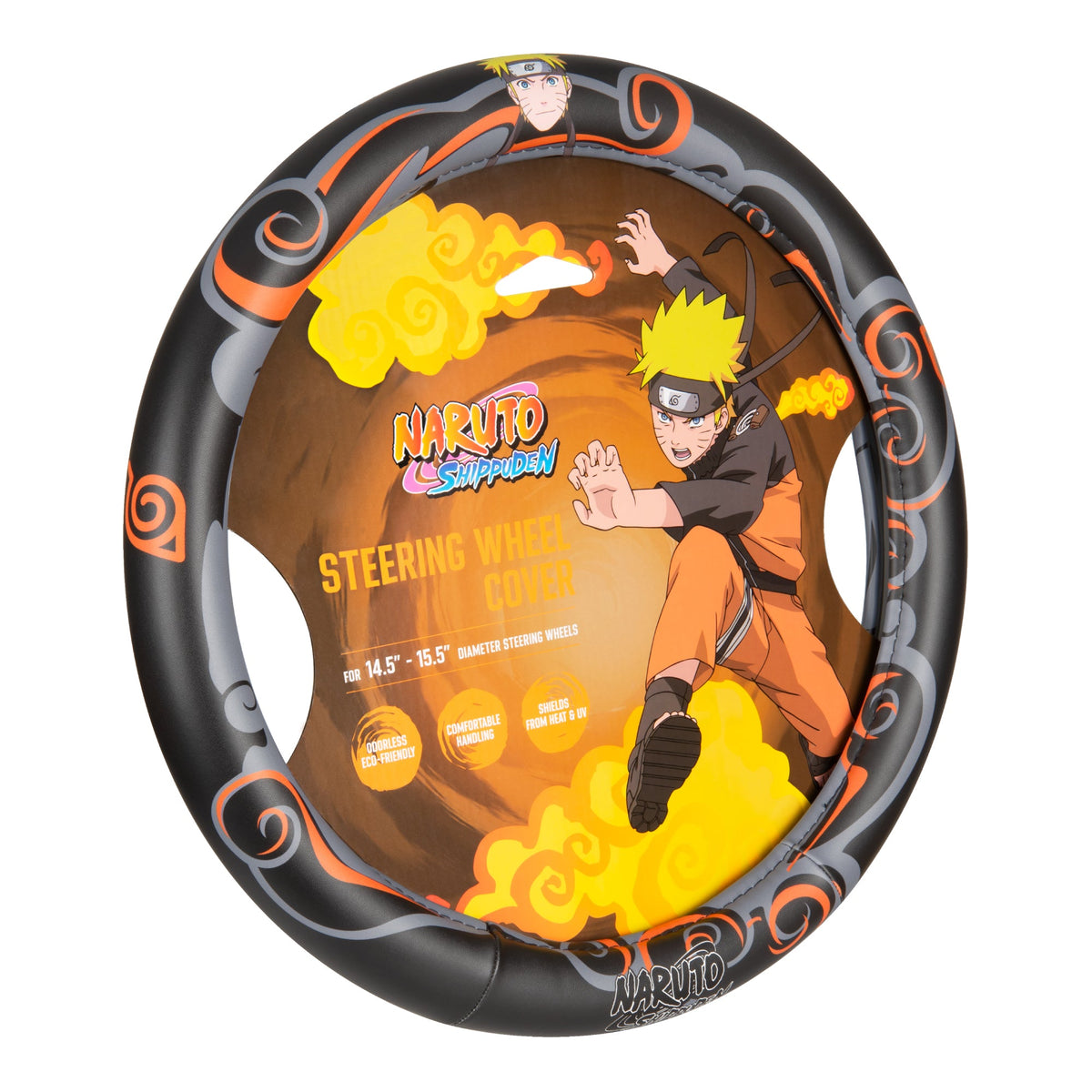 Naruto Shippuden Car Lenkrad Abdeckung, 15 Zoll Anime Lenkrad Abdeckung, gepolsterte weiche komfortable Abdeckung Anime Auto Zubehör für Männer Frauen, Neun Schwänze