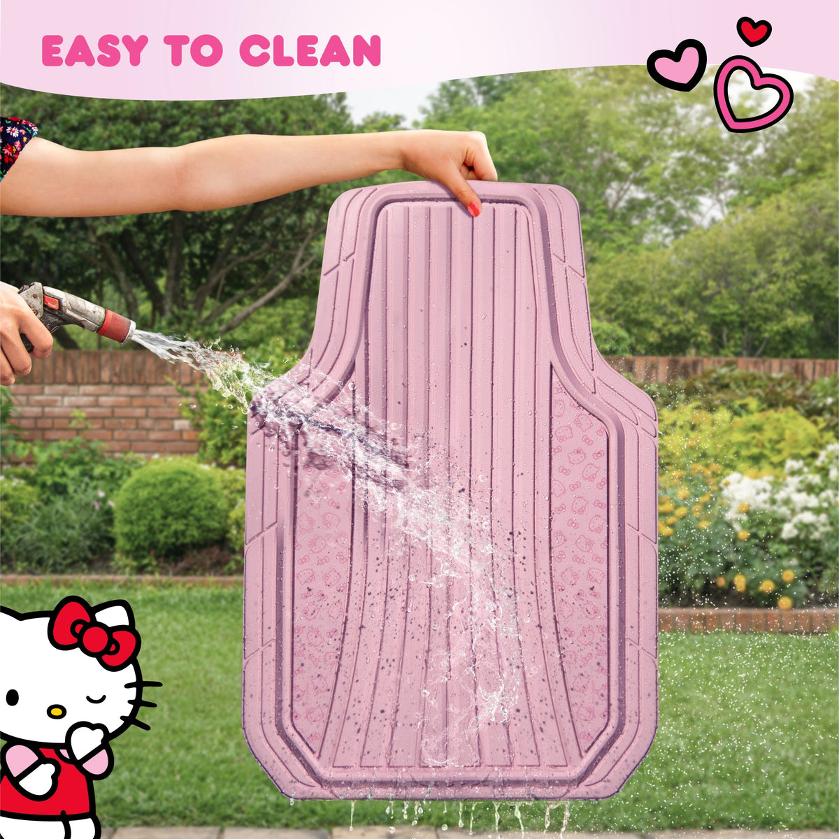 Hello Kitty Car Mats 4pc Bodenmatten für Autos Trucks SUVs Pink Car Bodenmatten für Damen Männer Zubehör Gummi Heavy Duty Niedlich niedlich, immer vorne hinten Hallo Kitty Car Zubehör Pink / Pink