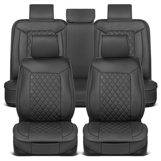 MotorBox 11-Piece Prestige Edition Premium Faux Leather Diamond Stitched Cushion Vordersitz- und Rücksitzabdeckungen