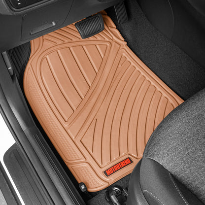 MotorTrend 3-Stück FlexTough Performance Deep Channel Front Floor Matts und Rear Floor Mat - Heavy Duty, All Weather, Trimm to Fit
