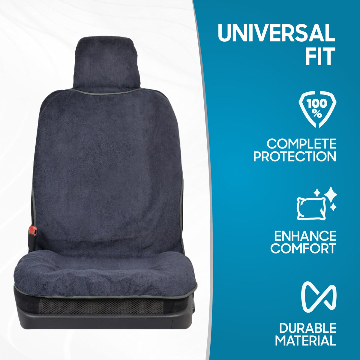 BDK UltraFit Waterpoof Car Seat Towel Cover, Black Trim - Waschbarer Schweißsitz-Protektor, ideal für Fitness-Studio-Surfen-Lauf-Crossfit, passt zu den meisten Auto-LKW Van und SUV (Mehrere Farben)