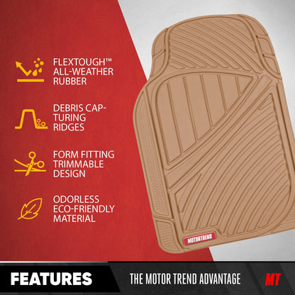 MotorTrend 4-Piece 3-Rows Extra-High Ridgeline Vorderbodenmatten, Mittelbodenmatte und Hinterbodenmatte