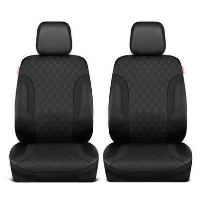 Motor Trend Faux Ledersitzbezüge für LKW, Autos und SUV - Front Black Car Seat Cover Set - Universal Fit für die meisten Automobile - Forros Para Asientos De Carro - CarSeat Cover Zubehör
