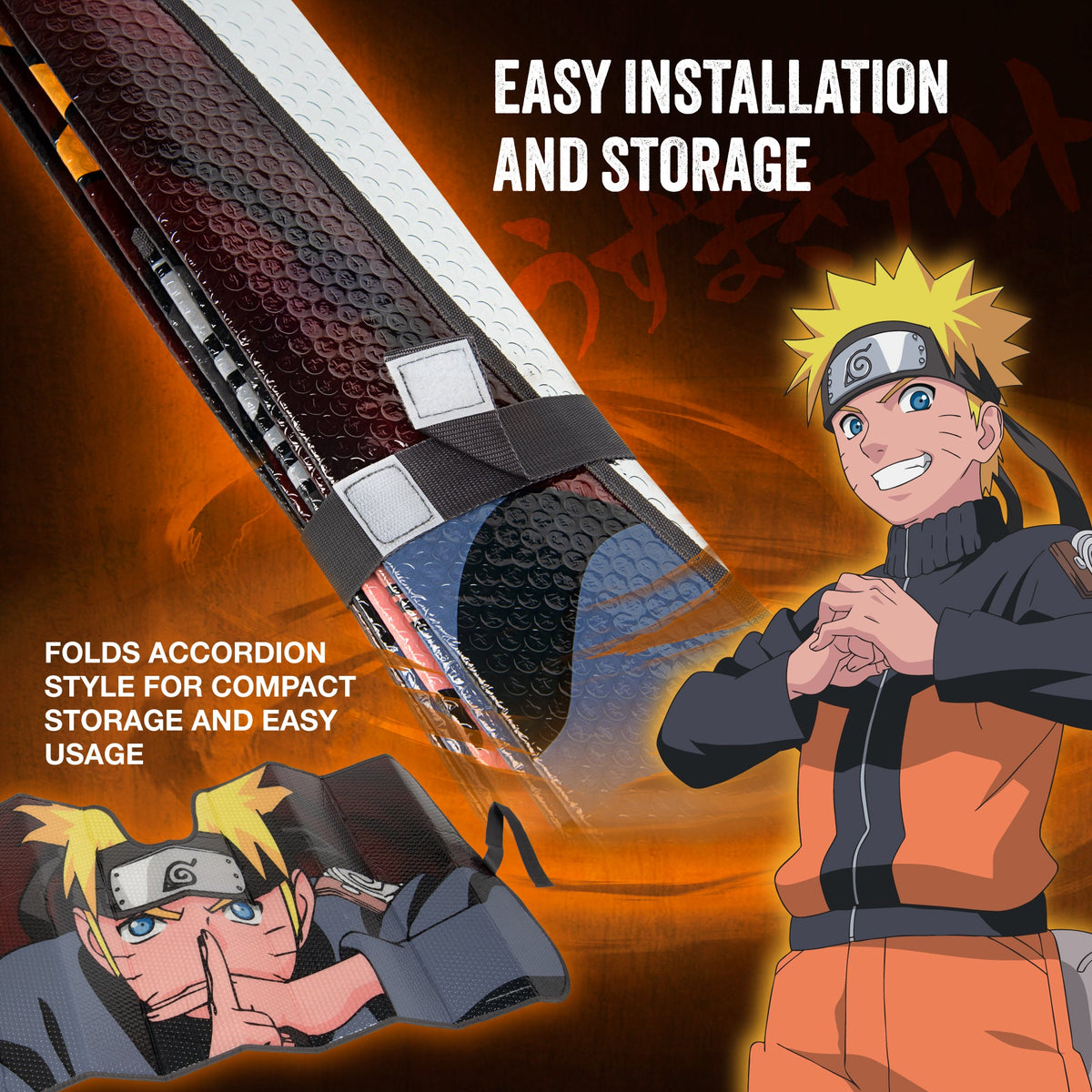 Naruto Shippuden Offiziell lizenzierte Windschutzscheibe Sonnenschutz - Car Sun Shade passt die meisten Autos, LKWs, SUV, & Van - Akatsuki Naruto Merch & Anime Zubehör für Autos - Sunshade Auto Windschutzscheibe - 57 'x 27'