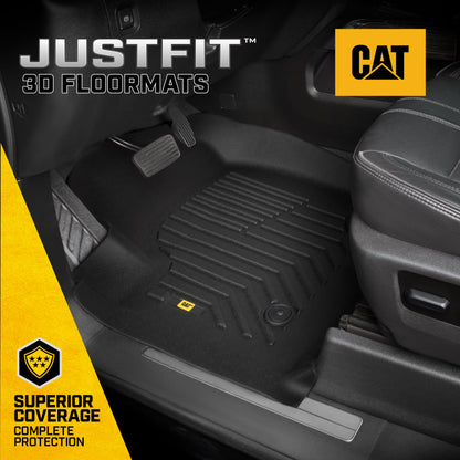 CAT® JustFitTM 3D Custom Fit Bodenmatten Chevrolet Silverado 1500/GMC Sierra 2019-2026, Chevy Silverado 2500HD/3500HD Crew Cab/GMC Sierra 2500HD/3500HD Crew Cab 2020-26 Bodenlinie Laser gemessen Front