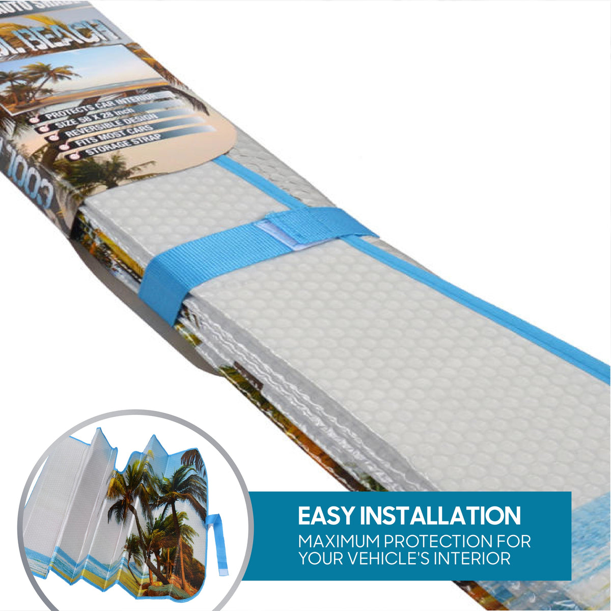 BDK Palm Tree Tropical Island Sunset Front Windschutzscheibe Sonnenschirm (58' x 27')