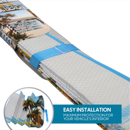 BDK Palm Tree Tropical Island Sunset Front Windschutzscheibe Sonnenschirm (58' x 27')