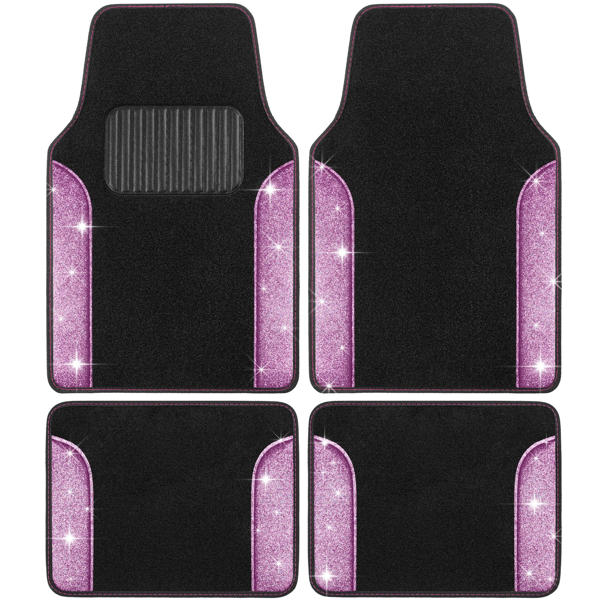 Carbella 4-Piece Sparkle Glitter Vorderbodenmatten und Hinterbodenmatten