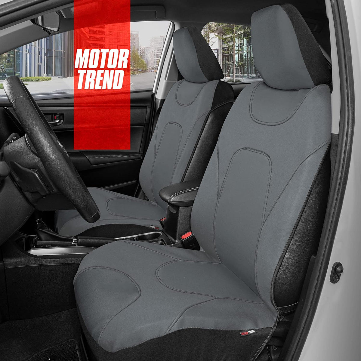 MotorTrend 2-Pack AquaShield Wasserdicht Zwei-Tone Neopren-Vordersitzabdeckungen