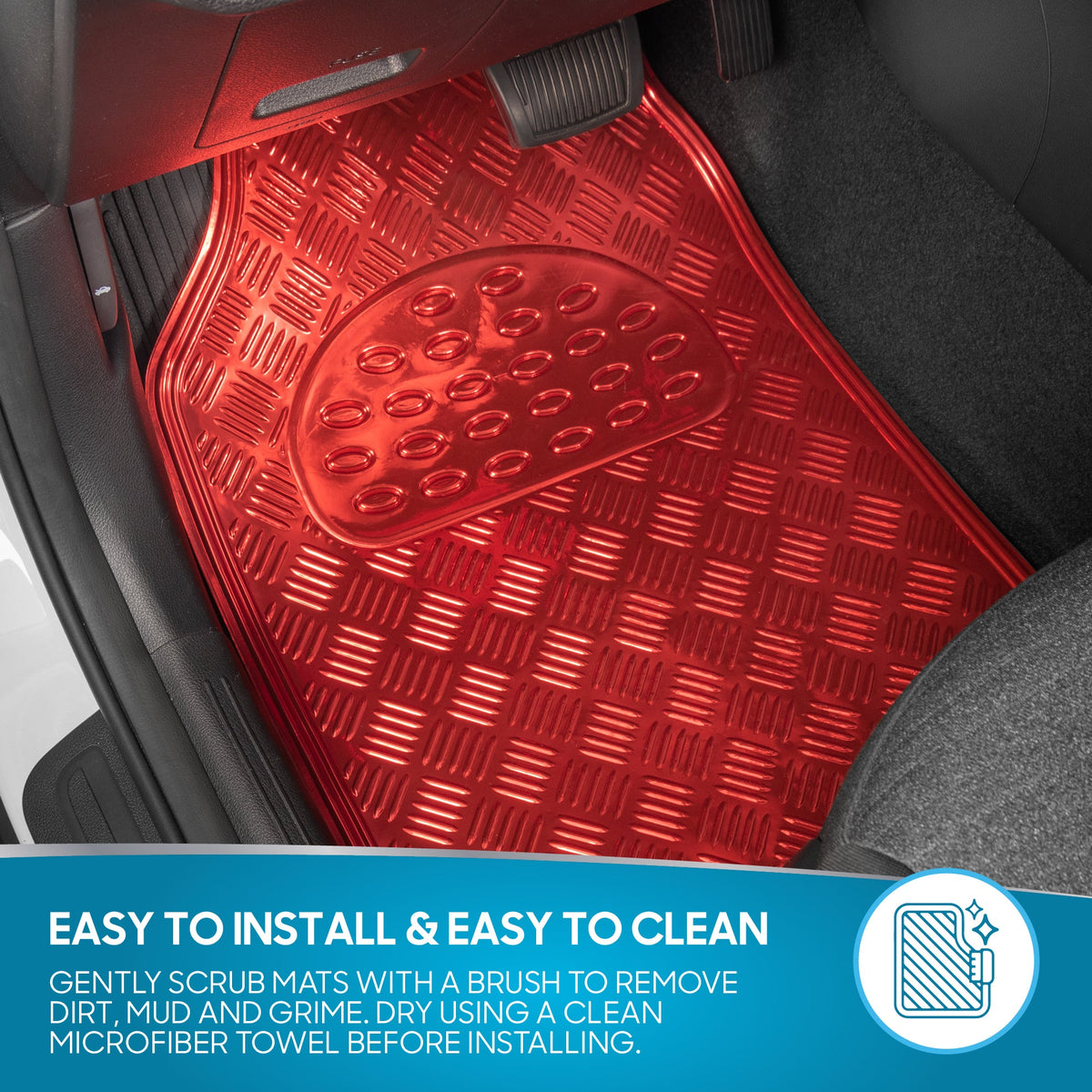 BDK 4-Piece Translucent Centered Cushioned Grip Pad Vorderbodenmatten und Hinterbodenmatten - Heavy Duty, All Weather