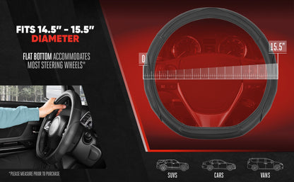 MotorTrend Stealth D-förmige Lenkradabdeckung (Fits 14.5' - 15.5')