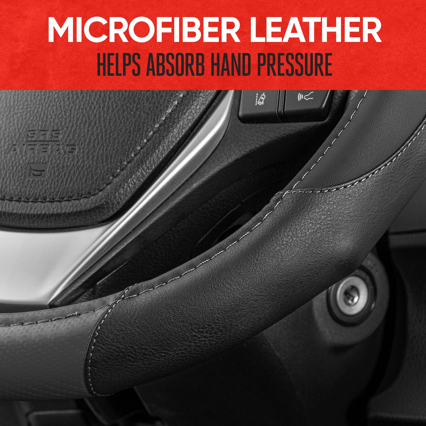 MotorTrend GripDrive Carbonfaser weben Ergonomic Grip Lenkrad Abdeckung (Fits 14.5' - 15.5')