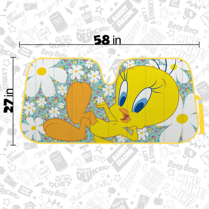 Warner Bros Looney Tunes Tweety Bird mit Blumen Front Windschutzscheibe Sonnenschirm (58 'x 27')