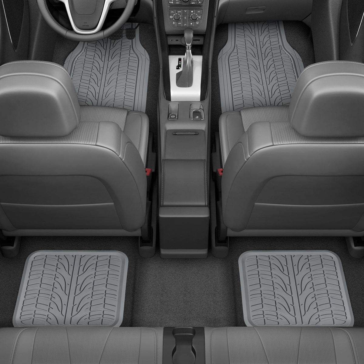 MotorTrend 4-Piece Grand Prix Reifenlaufflächen-Frontbodenmatten und Hinterbodenmatten - Heavy Duty, All Weather, Trimm to Fit