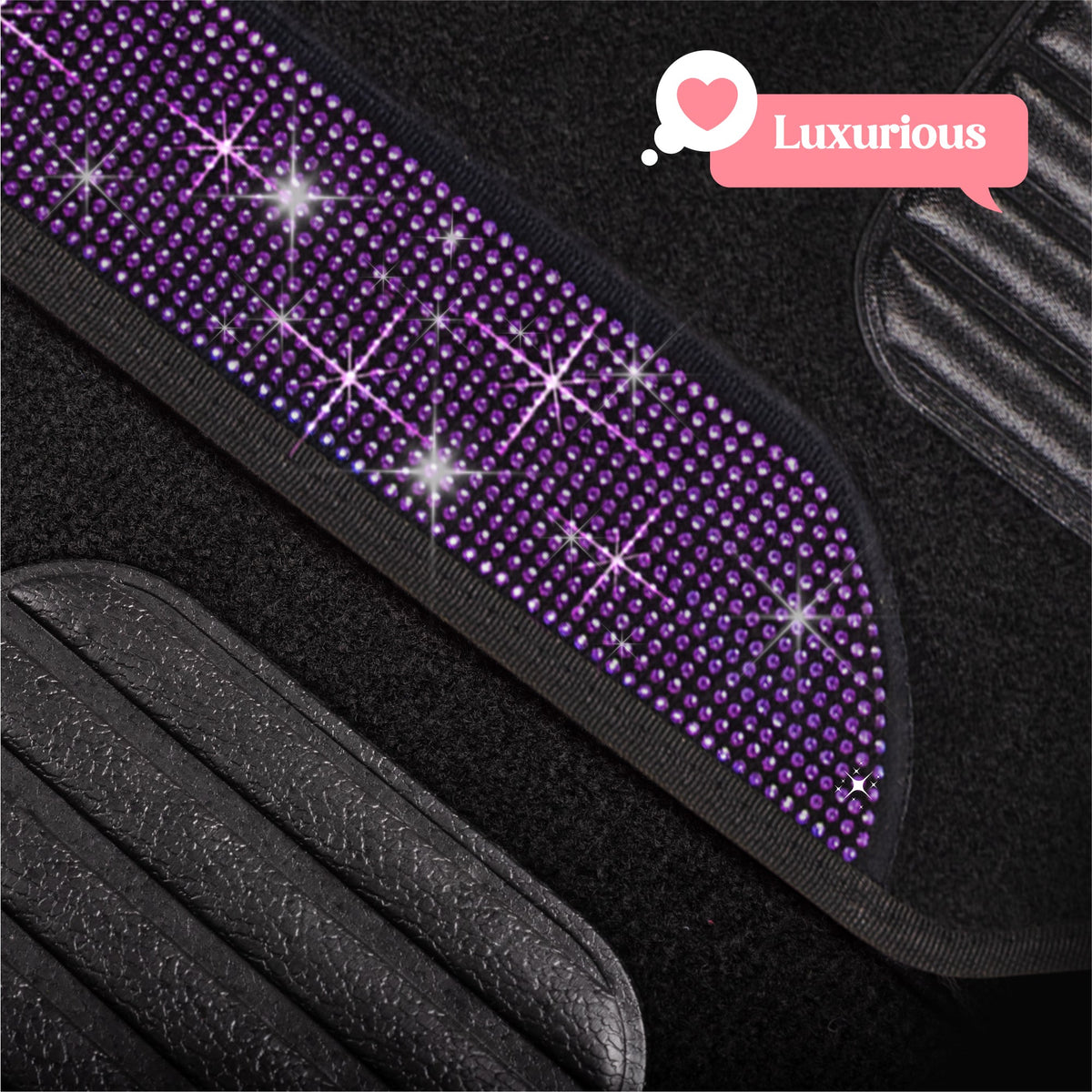 Carbella 4-Piece Diamond Bling Vorderbodenmatten und Hinterbodenmatten - Purpur