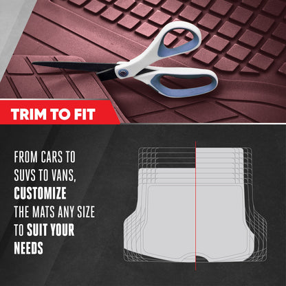 Motor Trend FlexTough Rear Cargo Mat - Heavy-Duty Trimmable Car Trunk Mat für die Rückseite des SUV, Universal Rear Cargo Liner für SUV, Flexible Trunk Liner, Automotive Floor Mats & Cargo Liners (Burgundy)