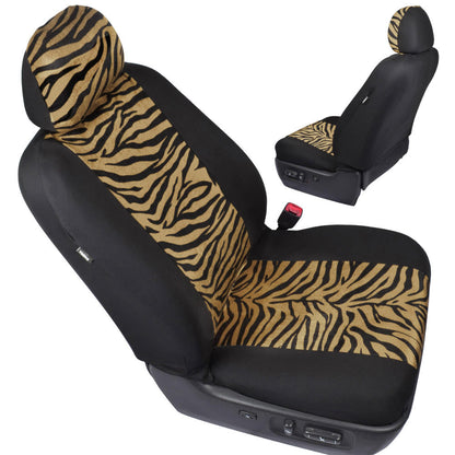 BDK 12-Piece Brown Tiger Vordersitze, Rücksitze, Sitzgurtpads und Lenkradabdeckung (Fits 14.5' - 15.5')