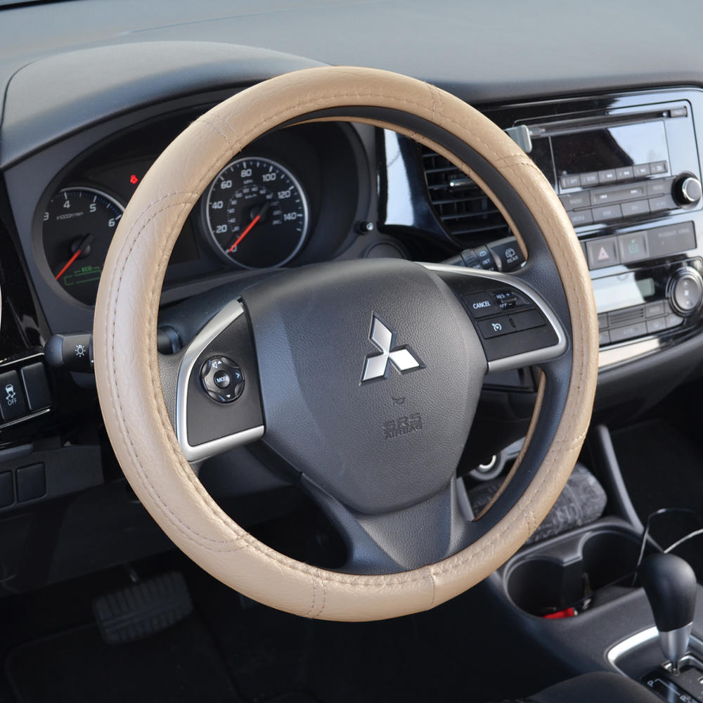 BDK Faux Leather Ergonomic Grip Steering Wheel Abdeckung (Fits 14.5' - 15.5')