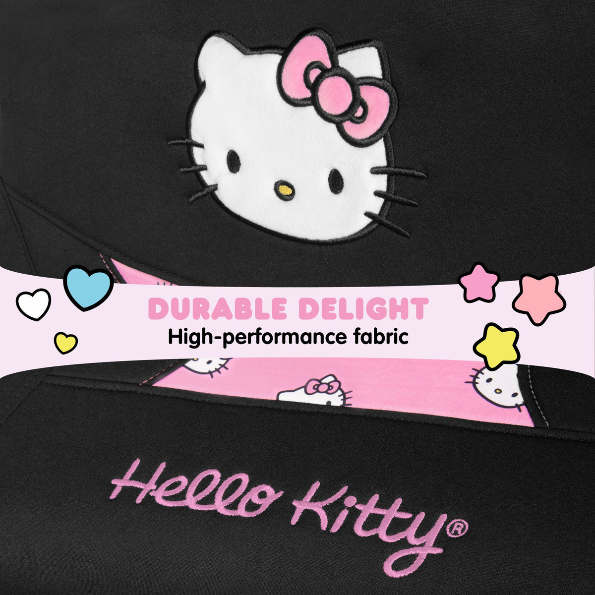 Hello Kitty Car Seat Cover - Niedliche und langlebige Pink Vordersitzbezug, Adorable Hello Kitty Design, Komfortable und lang anhaltende Polyester, Autozubehör Geschenk Hello Kitty Zubehör 1pc Schwarz / Pink