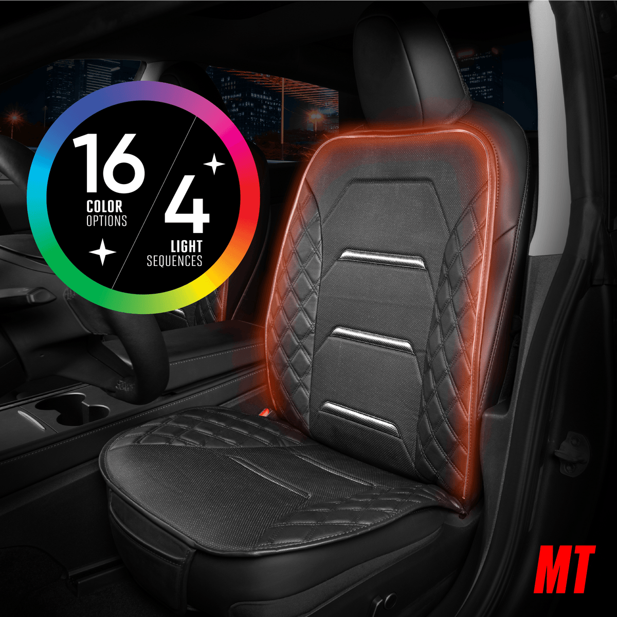 MotorTrend 2-Piece LED-Vordersitzbezug - 16 Farben & 4 Lichtmodi