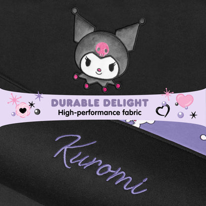 Hello Kitty Kuromi Autositzbezüge - Niedliche schwarze und violette Vordersitzbezüge mit Lavendelakzenten, langlebiges und komfortables Polyester, Autozubehör Hallo Kitty Zubehör 2pc